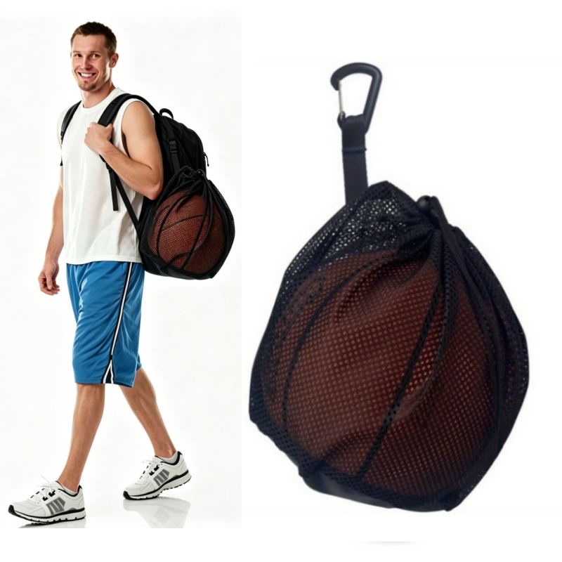 Outdoor Sports Net - ﻿ Tragbare Basketball-Netztasche mit Kordelzug, Fußball-Volleyball-Aufbewahrungstasche,