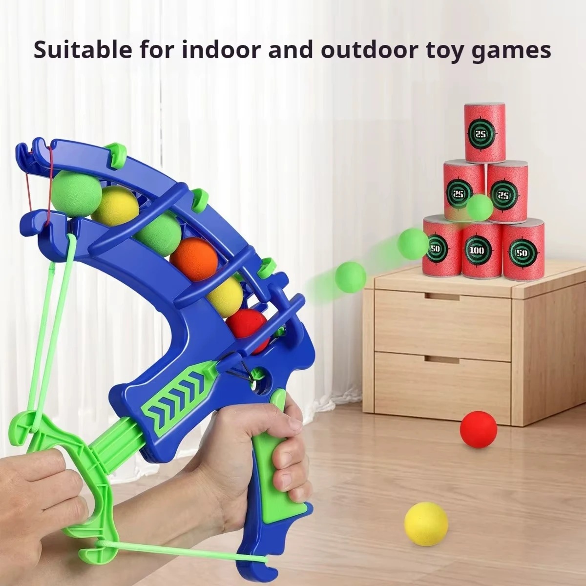 Outdoor Sport Games For Kids - Sport-Schleuder-Zielscheiben-Seifenblasenpistole mit weichen Bällen – Automatischer
